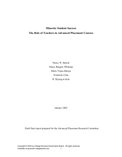 Minority Student Success The Role of Teachers in Advanced