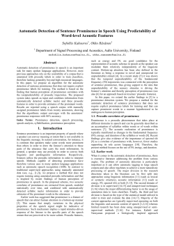 Automatic Detection of Sentence Prominence in Speech Using