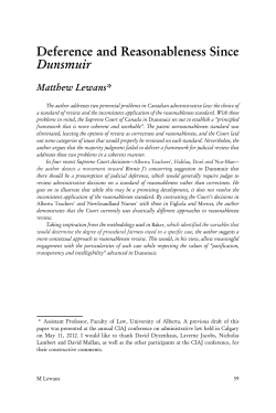 Deference and Reasonableness Since Dunsmuir