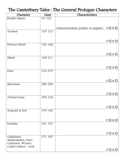 The Canterbury Tales : The General Prologue Characters