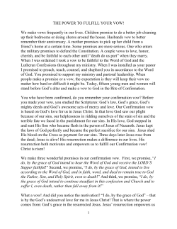 THE POWER TO FULFILL YOUR VOW!