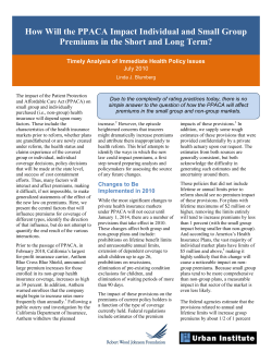 How Will the PPACA Impact Individual and Small Group Premiums