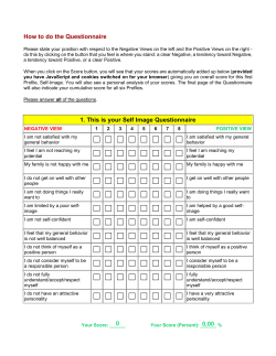 Self Awareness Questionnaire - Part 2
