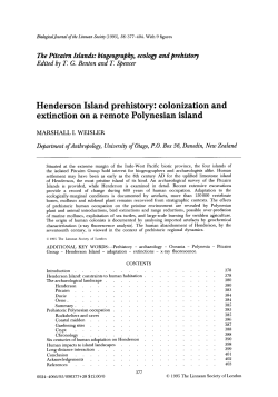 Henderson Island prehistory: colonization and