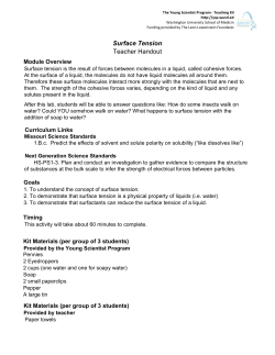 Surface Tension Teacher Handout