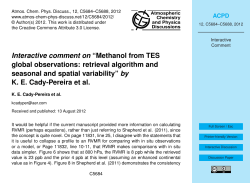 Interactive comment on &ldquo;Methanol from TES global observations