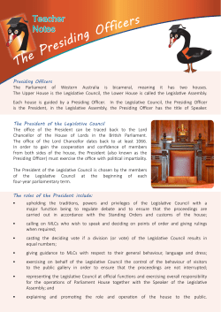 The Presiding Officers - Parliament of Western Australia