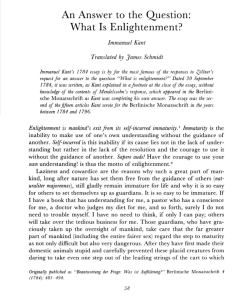 An nswer to the Question: What Is Enlightenment?