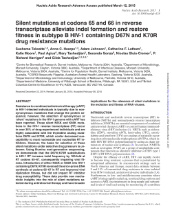 Silent mutations at codons 65 and 66 in reverse transcriptase
