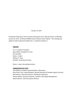 January 23, 2017 The Board of Education of the County of Kanawha