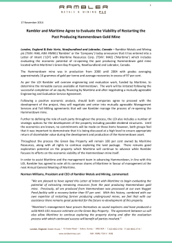 Rambler and Maritime Agree to Evaluate the Viability of Restarting