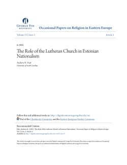 The Role of the Lutheran Church in Estonian Nationalism