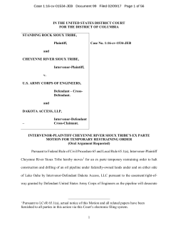 Intervenor-Plaintiff Cheyenne River Sioux Tribe`s Ex
