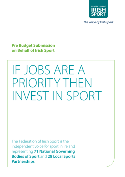 IF JOBS ARE A PRIORITY THEN INVEST IN SPORT
