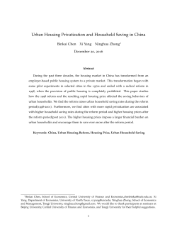 Urban Housing Privatization and Household Saving in China