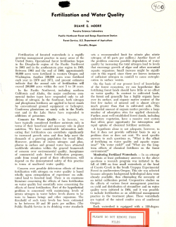 Fertilization and Water Quality - HJ Andrews Experimental Forest