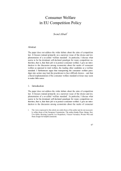 Consumer Welfare in EU Competition Policy