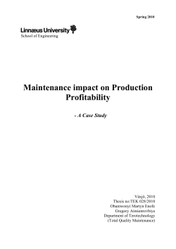 Maintenance impact on Production Profitability