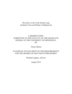 The End, or Life in the Nuclear Age: Aesthetic Form and Modes of