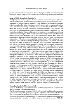 The effect of pain on neurocognitive measures in patients