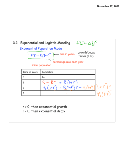 3.2 Exponential and Logistic Modeling Exponential Population