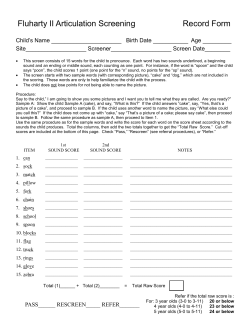 Speech Screen Form (Fluharty 2)