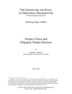 Product Choice and Oligopoly Market Structure