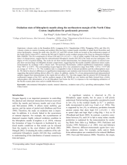 Oxidation state of lithospheric mantle along the northeastern margin