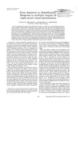 Broadbent (1987) From detection to identification. Response to