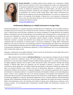 Parliamentary Diplomacy as a Helpful Instrument in Foreign Policy