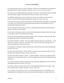 Prayers of the Faithful For women and men who are victims of