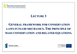 LECTURE 3 GENERAL FRAMEWORK FOR CONSERVATION