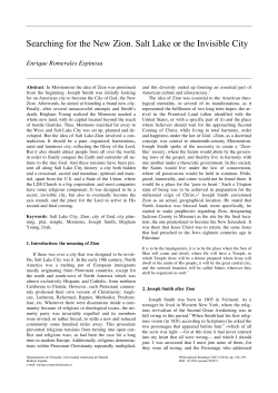 Searching for the New Zion. Salt Lake or the Invisible City