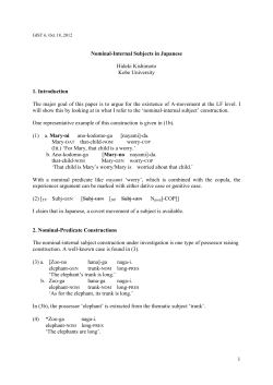 Nominal-Internal Subjects in Japanese