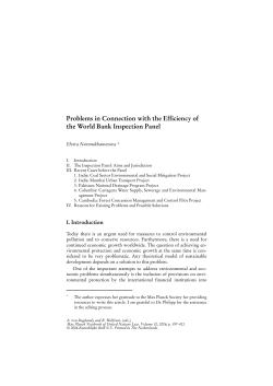 Problems in Connection with the Efficiency of the World Bank