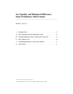 Sex Equality and Biological Difference: Some Preliminary