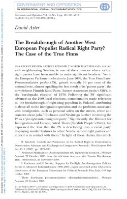 The Breakthrough of Another West European Populist Radical Right