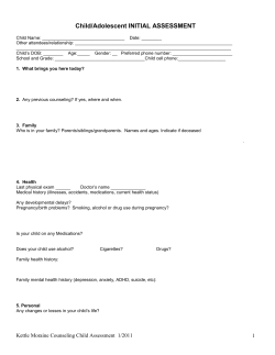 Child Health History - Kettle Moraine Counseling