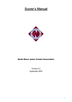 Scorer`s Handbook - North Shore Junior Cricket Association