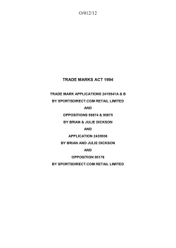 Trade Mark Inter partes decision (O/012/12)