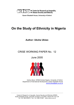 The Study of Ethnicity in Nigeria