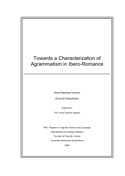 Towards a Characterization of Agrammatism in Ibero