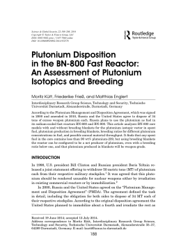 Plutonium Disposition in the BN-800 Fast Reactor: An Assessment