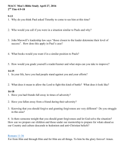 MACC Men`s Bible Study April 27, 2016 2nd Tim 4:9-18 9