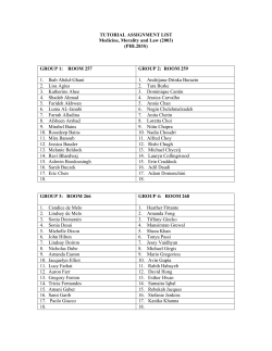 tutorial assignment list