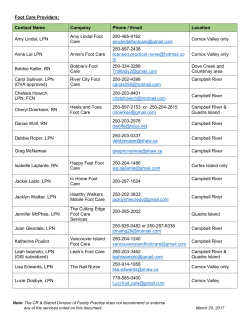 Foot Care Providers: Contact Name Company Phone / Email