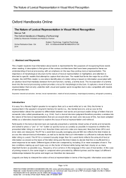 The nature of lexical representation in visual word recognition