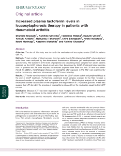 Increased plasma lactoferrin levels in leucocytapheresis therapy in
