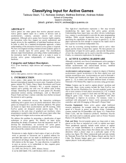 Classifying input for active games