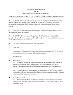 Harassment Policy - Finishing Trades Institute of BC